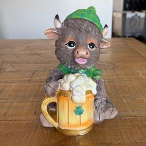 St. Patrick's Day Bubbling Beer Highland Cow Irish Decor